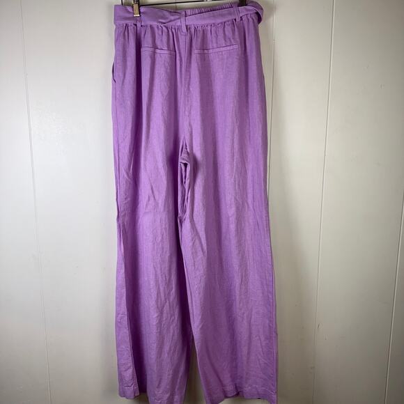 house of harlow linen wide leg lilac pants - Picture 2 of 8